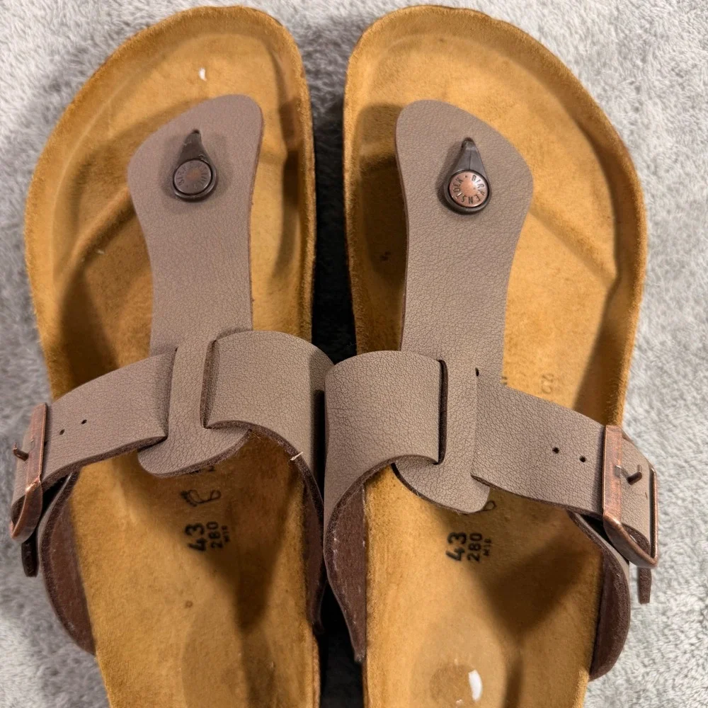 Birkenstock Ramses Sandals Mens 43 10 Mocha Birkibuc Thong Buckle Brown 044701